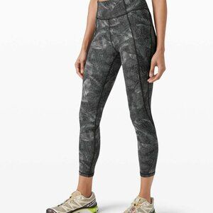 RARE SIZE 12 Lululemon Time To Sweat Crop 23" Velocity Mesh Island Mist Black